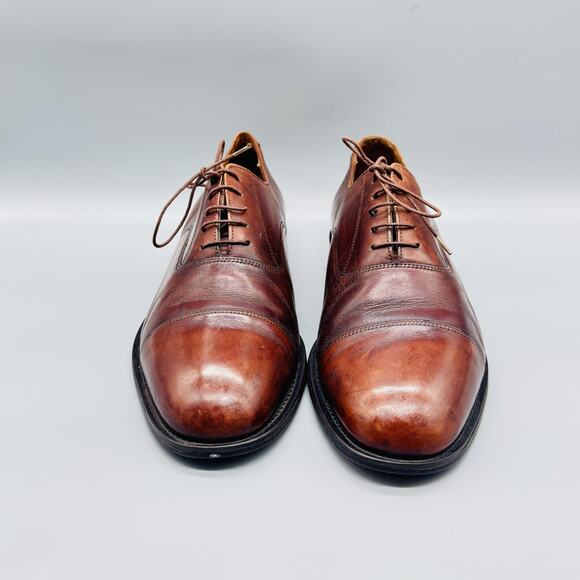 Sanders Shoes Mens 10.5 Brown Leathermade U.K. Oxford Cap Toe Lace Up Dress Vtg main image 11